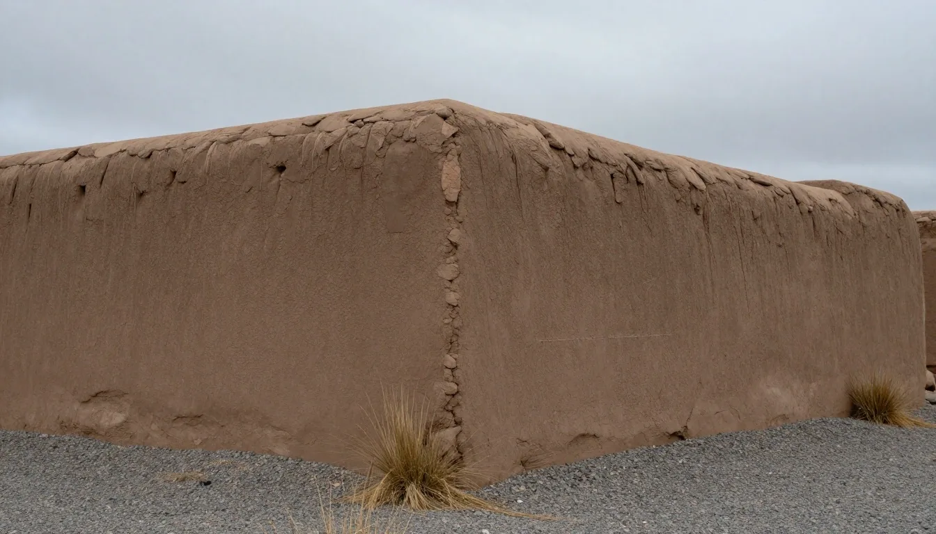 Superficie de adobe bajo luz de Patagonia